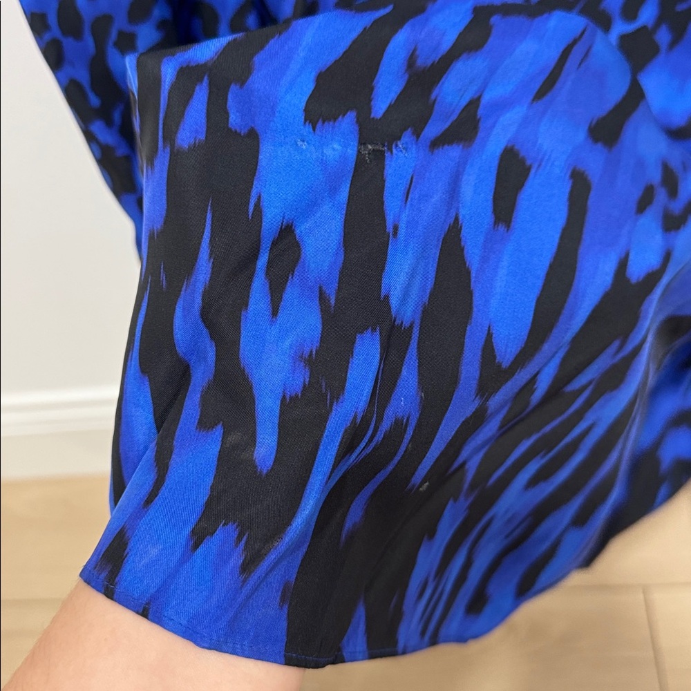 Blue Printed V-Neck Midi Dress TED BAKER MARYEMA 12 Large - Picture 10 of 12